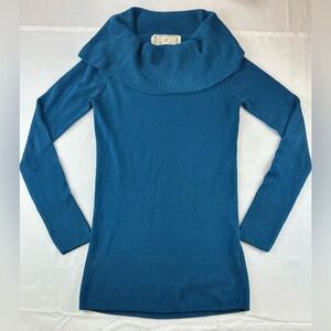 Energie Cowl Neck Long Sleeve Teal Pullover -Women S